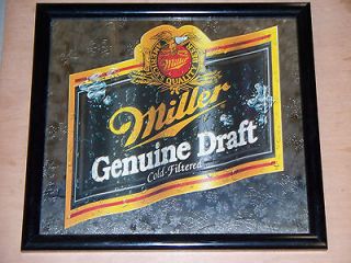 Miller Genuine Draft Beer Snowflake Mirror Bar Sign Mancave MGD