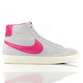 Nike Blazer Mid Hi Top Premium Grey/Pink Suede Trainers Sizes 6 12 