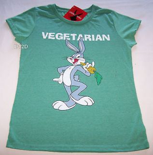 Looney Tunes Bugs Bunny Ladies Green Printed T Shirt Size XL New