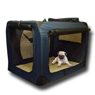   Pet Dog Cat House Soft Travel Crate Carrier Cage Kennel Foldable Navy
