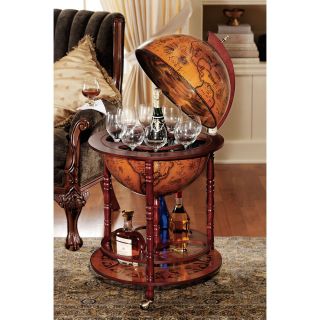 Old World Italian Style Globe Bar Liquor Cabinet