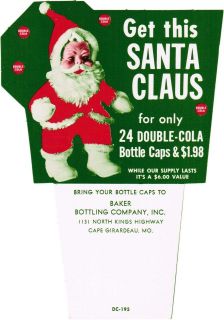 Old soda pop bottle carton stuffer DOUBLE COLA Santa offer new old 