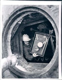1973 Detroit Michigan Men Splicing Underground Cables Under Street 