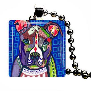   Pit Bull Terrier Pendant Necklace Charm Jewelry Dog Folk Pop Art Gift