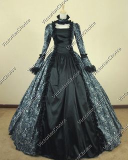 Victorian Gothic Cosplay Satin Dress Ball Gown Prom Reenactment 119 XL