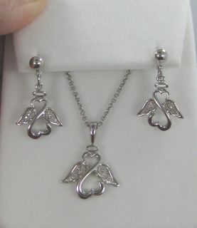 Jane Seymour Open Hearts Sterling Silver Diamond Angel Necklace 