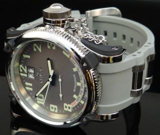 Invicta Mens Russian Diver Retrograde 53mm Silver Grey Dial Watch 1596