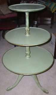 Vintage 3 ROUND TIER WOODEN TABLE with FLARED 3 LEGS