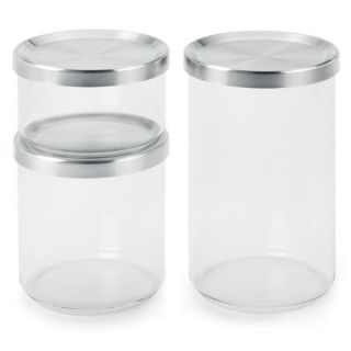   Borosilicate Glass Food Containers Jars Stainless Steel Lids X3 Set