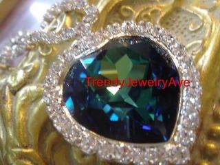 Blue CZ Heart of the Ocean Titanic Austrian Crystal Pendant Necklace