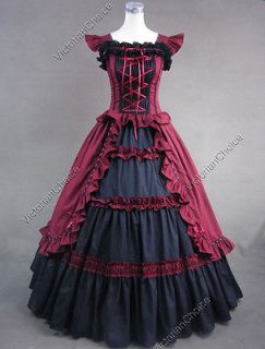 Victorian Gothic Lolita Cotton Dress Ball Gown Prom Reenactment 085 S
