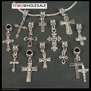 wholesale lots 30x mixed Tibetan silver Cross DANGLE Charms Beads