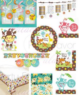 Fisher Price Welcome Baby Shower Jungle Plates Lantern Banner Napkins 