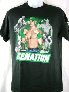 John Cena Green Pose Cenation WWE Authentic Black T shirt New