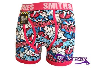Mens Smith & Jones PINK Kaboom Cartoon Boxer Shorts