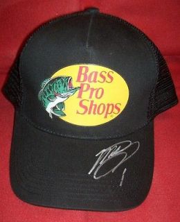 Authentic MARTIN TRUEX JR signed Bass Pro Shops black trucker hat cap 
