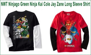NWT Ninjago Green Ninja Kai Cole Jay Zane Long Sleeve Shirt Size 8 