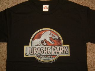 New Jurassic Park Movie Dinosaur Metal Logo Black T Shirt
