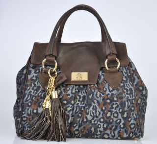 Authentic $675 Just Cavalli Leather Multi Color Tote Handbag Shoulder 