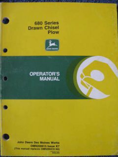 John Deere 680 Drawn Chisel Plow Operator Manual K7