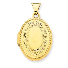 Brand New 14 Karat Yellow Gold 4 Picture Family 21mm Oval Locket