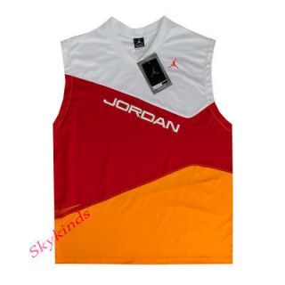 45 Nike Jordan Performance Jersey Sleeveless Shirt White Red Orange 