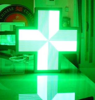   Pharmacy Shop Outdoor Green Cross Neon Effect Energy Saving 45x45cm
