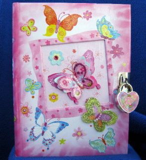 Girls 3 D Cover Butterfly Diary Journal Book With Lock