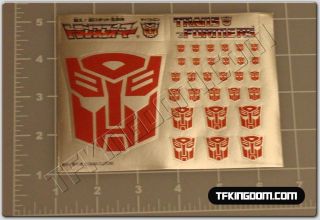 Transformers G1 Autobot Insignia Symbol Sticker Decal Sheet for Custom