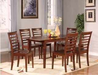 7PC DINETTE KITCHEN DINING SET TABLE AND 6 PLAIN WOOD CHAIRS IN 