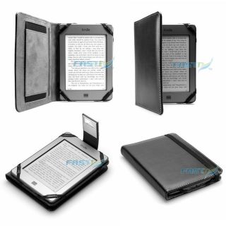 PREMIUM BLACK PU LEATHER KINDLE TOUCH / 4 WiFi CASE COVER WALLET WITH 
