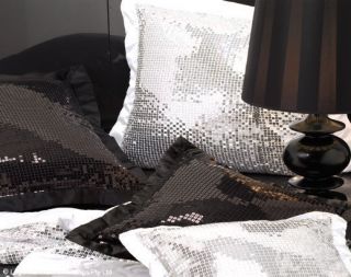 DAZZLE Black Sequins European Size Pillowcase Logan & Mason NEW