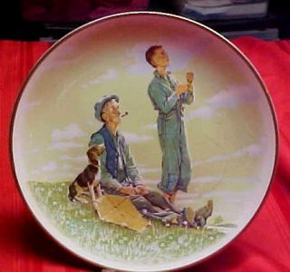 Norman Rockwell # 2 C 3 Flying a Kite Scene RARE Plate