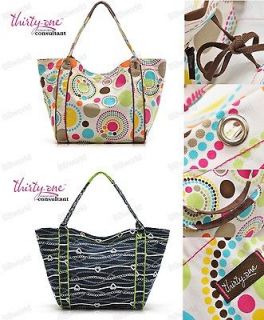 NEW Thirty One Tote Ally Awesome Beach Tote Bag Circle Spirals Chains 
