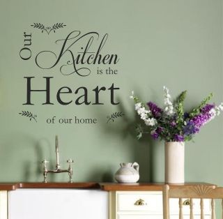Vinyl Wall Art Sticker Quote Kitchen Heart, Decal Vinyl v2, Dining 