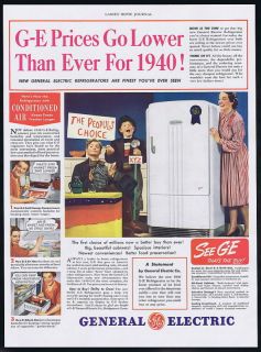 1940 GE G E General Electric Refrigerator Print Ad