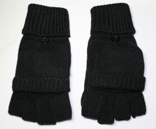   knit long fingerless convertible mittens flip thumb gloves texting