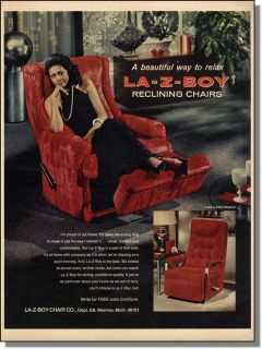 1976 Red La Z Boy reclining chair a beautiful way to relax photo ad