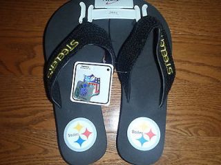 NWT Pittsburgh Steelers Womens Flip Flop Shoe XS 5 6 Embroidered 