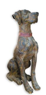 Large Rust Finish Distressed Dog Weimaraner Statue