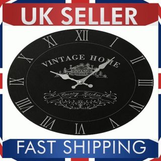 VINTAGE STYLE KITCHEN WALL CLOCK BLACK ROMAN DIALS BRAND NEW BOXED