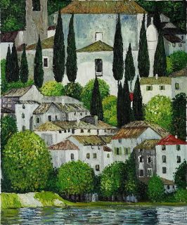 Landscape Rep Hand Painted Oil Painting 20*24“ Gustav Klimt Church 
