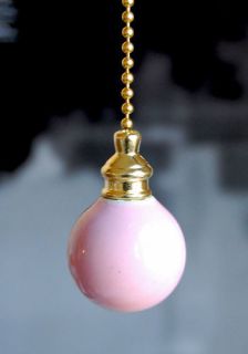 LAMP PARTS 1 PINK PORCELAIN CEILING FAN PULL CHAINS 2