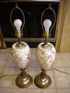   Pair of Hollywood Regency Ceramic Lava / Swirled Table Lamps, Neat