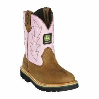   Deere Youth Boots   Tan/Pink Pull on JD3185   Leather   Several Sizes