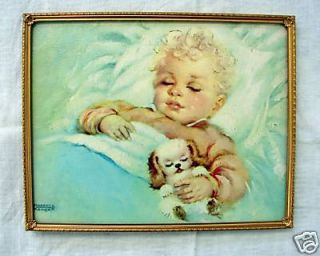 Baby PRINT LITHO Florence Kroger SWEET DREAMER /Framed no glass