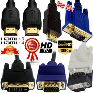   To Super VGA SVGA HD 3D TV Plasma TFT Monitor LCD PS3 XBox Cable Lead