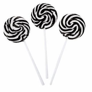 12 BLACK & WHITE SWIRL ZEBRA STRIPES 2 lollipops Wedding Candy 