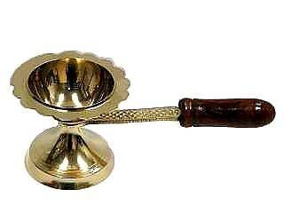 Pure Brass Lamp Loban Dani With Wooden Handle