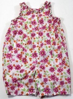 LANDS END ♥ Size 2 Toddler Girls GORGEOUS Pink Floral Ruffled Romper 